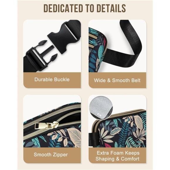 Fanny Packs for Women Fashion Waist Packs Bag with Adjustable Strap and 4 Zipper - Picture 4 of 7